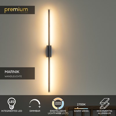 Lucide MARNIK - Wandleuchte - LED Dim. - CCT - 1x13W 2700K/4000K - Hand-Bewegungssensor - Schwarz | Premium